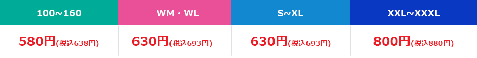 各サイズの値段表