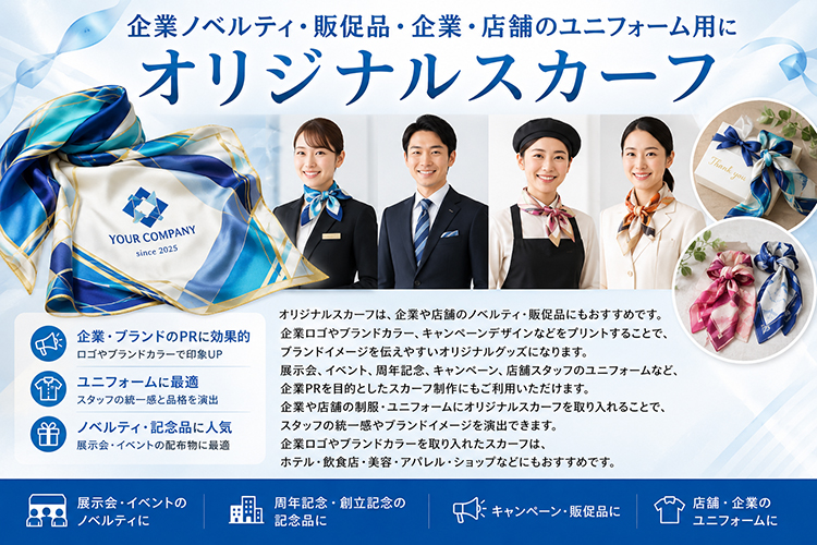 企業のノベルティ・ユニホームなどにオリジナルスカーフ